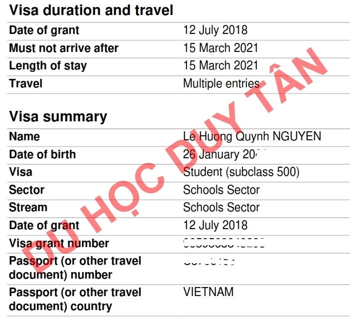 Du học Úc - Chúc mừng Nguyễn Lê Hương Quỳnh đã có visa!